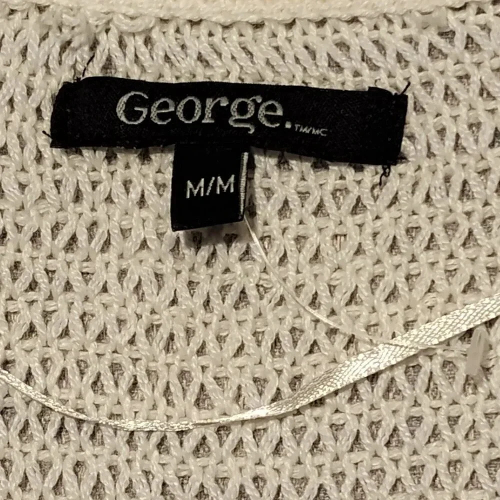George Women's White Knitted Short Sleeve Bolero NWOT Size Medium - Picture 2 of 9